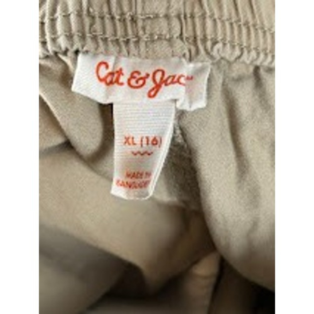 Cat & Jack Boys XL 16 Khaki Tan Pull-On Chino Shorts Elastic Waist Cotton - Picture 4 of 5